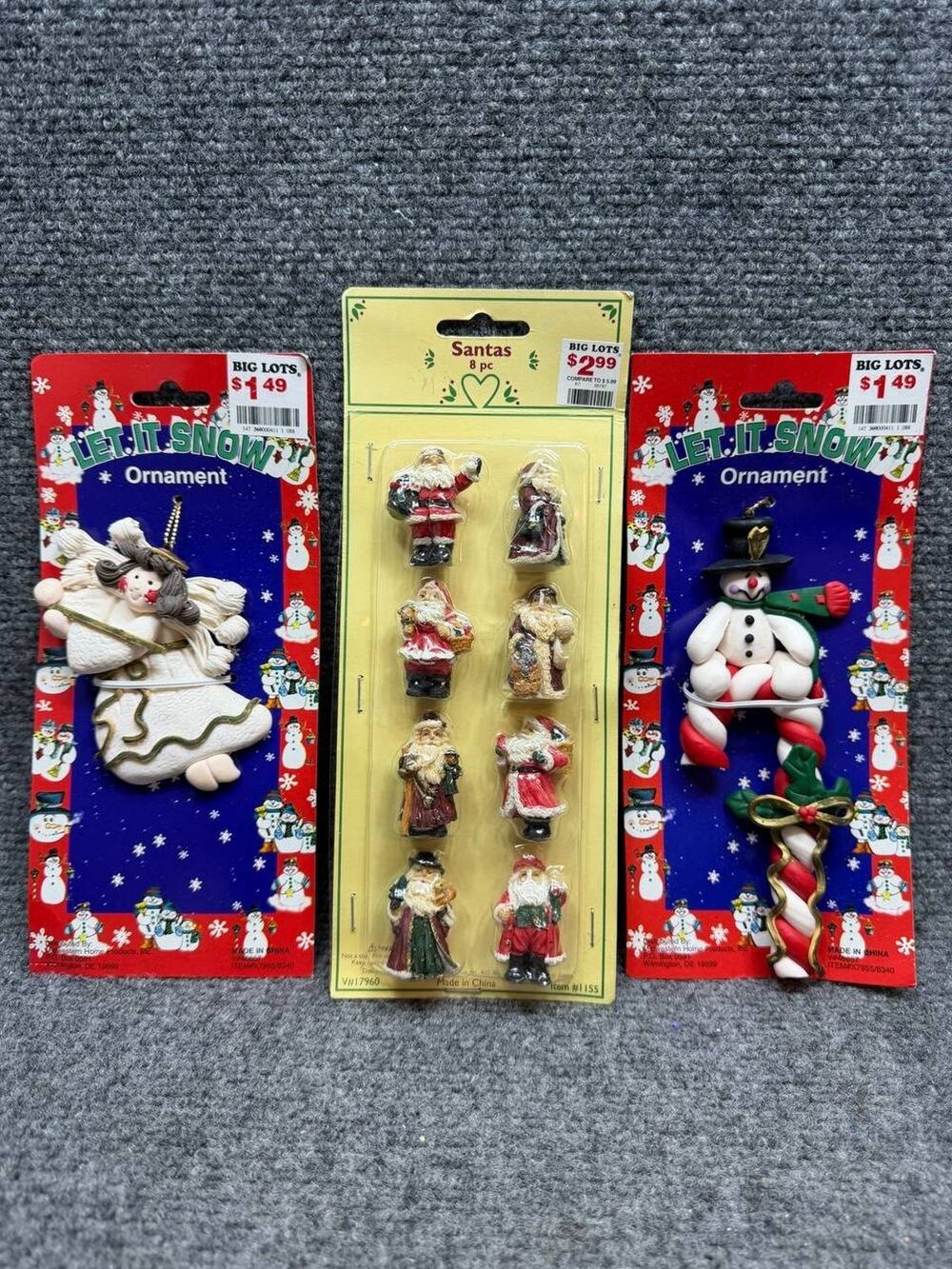 Christmas Ornament Set 3 Santa Snowman Let It Snow Big Lots